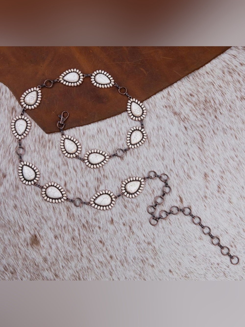White Teardrop Turquoise Stone Link belt